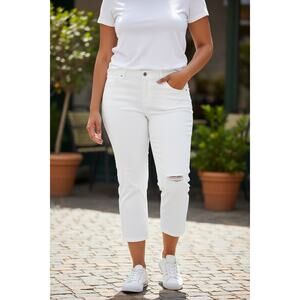 Jessica Simpson White Woman's Jeans Straight Crop High Rise Plus Size 22W New